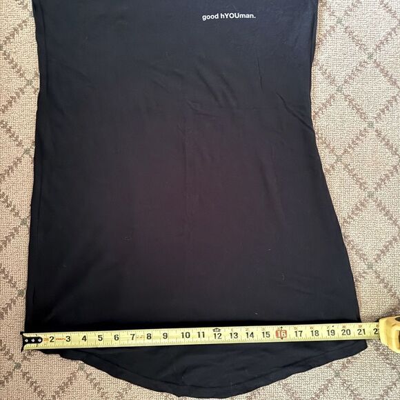 good hYOUman black short sleeved T-shirt dress with white text M - Picture 4 of 14